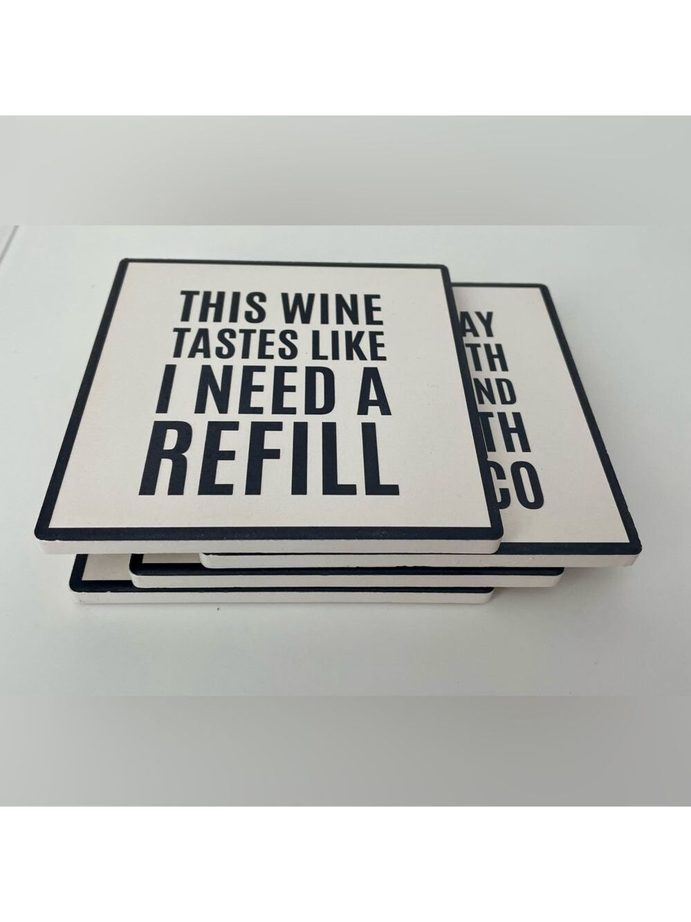 NWT American Atelier Wine Sentiments Set of 4 Ceramic Coasters - Picture 2 of 9